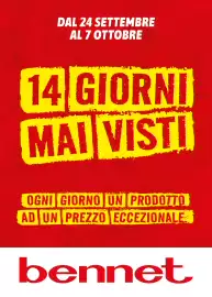 Volantino Bennet Pagina 1: DAL 24 SETTEMBRE AL 7 OTTOBRE 14 GIORNI MAI VISTI OGNI GIORNO UN PRODOTTO AD UN PREZZO