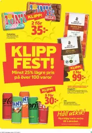 Coop Daglivs reklamblad vecka 40 Sida 11: Tony's Chocolonely €35,00, Arvid Nordquist bryggkaffe €99,00