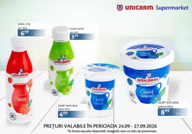 Catalog Unicarm Pagină 2: Unicarm Iaurt Natural €8,99, Unicarm Sana €6,99
