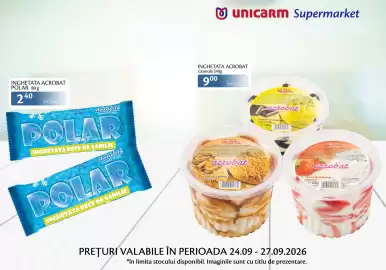 Catalog Unicarm Pagină 7: INGHETATA ACROBAT POLAR 80 g 240 lei/buc ✓ unicarm Supermarket INGHETATA ACROBAT caserola 240g 900