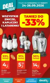 Dealz gazetka tydzień 39 Strona 2: Znicz szklany z krzyżem i różą €14,99, Znicz szklany z krzyżem €5,50