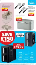 Aldi leaflet week 40 Page 11: Air Fryer Accessories €3,99, Aldi vertical air fryer €49,99