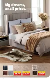 Aldi leaflet week 40 Page 4: Faux Fur Cushion €6,99, C. Faux Fur Rug €19,99