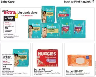 CVS weekly ad week 40 Page 11: Pampers Swaddlers €20,00, Huggies little movers