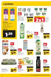 Folleto Alimerka Página 10: Alpro bebida de avena barista o coco sin azucar €1,15, Flora preparado lácteo ligero €1,79
