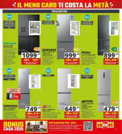 Volantino Comet Pagina 29: Samsung frigo combinato €374,99, Hisense frigo 4 porte €549,99