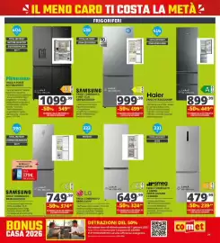 Volantino Comet Pagina 29: Samsung frigo combinato €374,99, Hisense frigo 4 porte €549,99