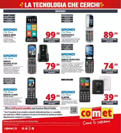 Volantino Comet Pagina 39: Brondi Amico Sicuro Plus Smartphone €79,90, Brondi Amico Favoloso Senior Phone €74,90