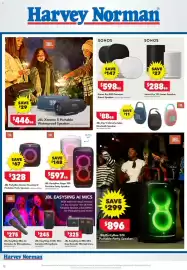 Harvey Norman catalogue Page 12: JBL Xtreme 5 Portable Waterproof Speaker €446,00, Sonos Era 100 Smart Speaker €288,00
