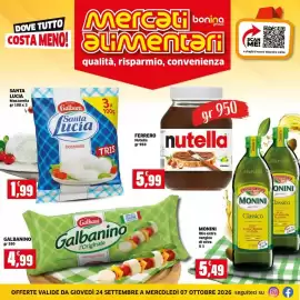 Volantino Mercati Alimentari Pagina 1: Santa Lucia Mozzarella €1,99, Nutella €5,99
