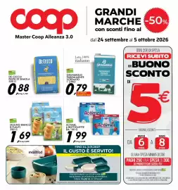 Volantino Coop Master Alleanza 3.0 Pagina 1: Mulino Bianco 8 Flauti €1,69, Actimel €1,99