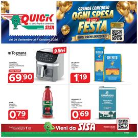 Volantino Quick Sisa Pagina 24: Tognana friggitrice grigio/champagne €69,90, De Cecco pasta di semola €1,19
