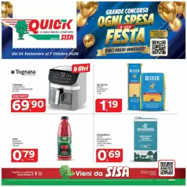 Volantino Quick Sisa Pagina 24: Tognana friggitrice grigio/champagne €69,90, De Cecco pasta di semola €1,19