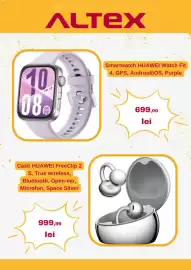 Catalog Altex Pagină 3: 10. FRI 18 08. 2552 ALTEX Smartwatch HUAWEI Watch Fit 4, GPS, Android/iOS, Purple ་་་ན་ Casti HUAWEI