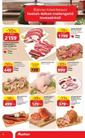 Auchan akciós újság hét 39 Oldal 4: Auchan kedvenc füstölt-főtt fűszeres tarja €379,00, Friss kistestű tyúk €729,00