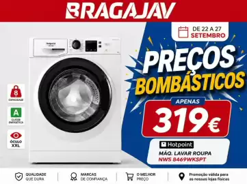 Folheto BragaJAV semana 39 Página 1: Hotpoint Máq. lavar roupa NWS 8469WKSPT €319,00