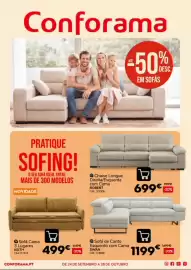 Folheto Conforama Página 1: Sofá de Canto Esquerdo com Cama Swan €1.199,00