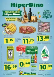 Folleto HiperDino Página 1: Plátano canario en bandeja €1,15, Calamar sahariano €13,99