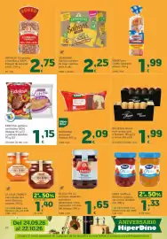 Folleto HiperDino Página 22: Helios mermelada extra fresa €1,65, Hero confitura distintos sabores €1,33