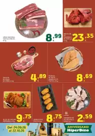 Folleto HiperDino Página 6: Chuleta de aguja de cerdo €4,89, Pechuga de pollo amarilla en filetes €8,69