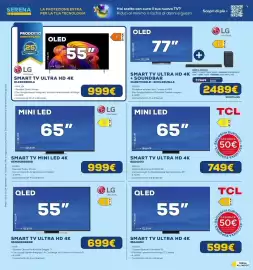 Volantino Euronics Pagina 15: TCL SMART TV ULTRA HD 4K 65A400U €749,00, LG SMART TV MINI LED 4K €999,00