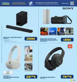 Volantino Euronics Pagina 17: Cuffie Bluetooth JBL €79,99, Bravia Theatre Bar 6 €299,00