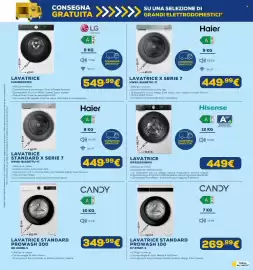 Volantino Euronics Pagina 3: Hisense lavatrice €449,00, Haier Lavatrice Standard X Serie 7 €449,99