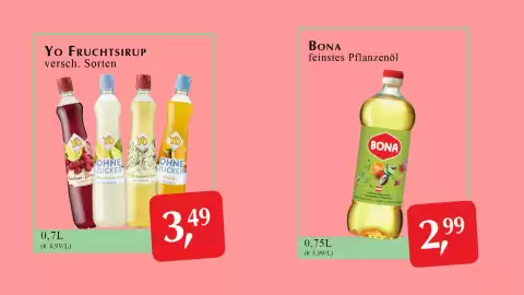 Winkler Markt Flugblatt Seite 11: BONA feinstes Pflanzenöl €2,99, Yo Fruchtsirup €3,49