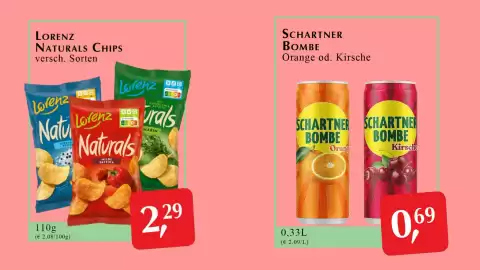 Winkler Markt Flugblatt Seite 3: LORENZ NATURALS CHIPS versch. Sorten Lorenz SCHARTNER BOMBE Orange od. Kirsche Lorenz NOO