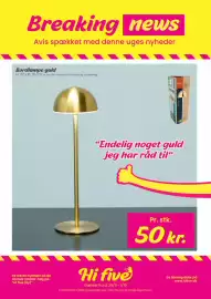 Hi five tilbudsavis uge 39 Side 1: Bordlampe guld €50,00