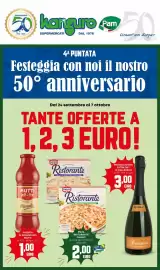 Volantino Kanguro Pagina 1: ANNIVERSARIO 50 kanguro from 1976-2026 SUPERMERCATI Pam 50 Cinquant'anni Kanguto 4A PUNTATA