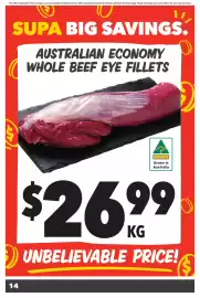 Supa Valu catalogue week 39 Page 22: Australian Economy Whole Beef Eye Fillets €26,99