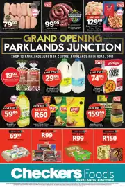 Checkers catalogue Page 1: Flora Fat Spread €99,00, Eskort Shoulder/Back/Diced/Streaky Bacon €99,00