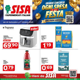 Volantino Sisa Pagina 34: Tognana friggitrice grigio/champagne €69,90, De Cecco pasta di semola vari tipi €1,19