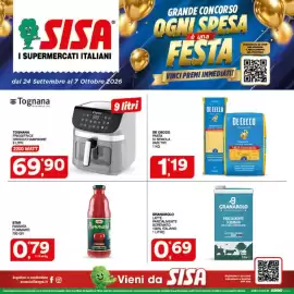 Volantino Sisa Pagina 34: Tognana friggitrice grigio/champagne €69,90, De Cecco pasta di semola vari tipi €1,19