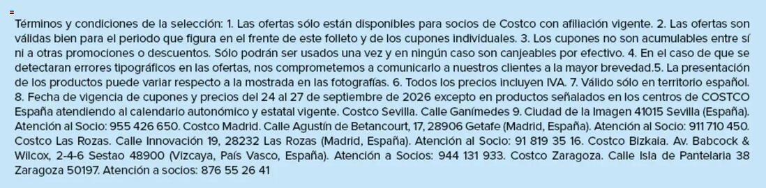 Catálogo Costco Página 4: Términos y condiciones de la selección: 1. Las ofertas sólo están disponibles para socios de