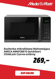Media Markt gazetka Strona 10: Kuchenka mikrofalowa Wolnostojąca AMICA AMGF20E1S QuickStart ChildLock Czarno-srebrny €269,00