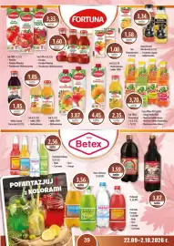 DUO-TES gazetka Strona 39: Sok 100% Pomarańcza Fortuna €4,45, Jabłko 100% Fortuna €2,35