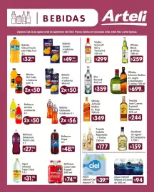 Folleto Arteli Página 4: Agua natural Ciel €39,90, Ron Bacardi €359,00