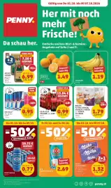 PENNY Flugblatt woche 40 Seite 1: PENNY. Da schau her. Gültig von Do 01.10. bis Mi 07.10.2026 Her mit noch mehr Frische!