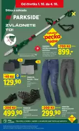 Lidl leták týden 40 Strana 14: PARKSIDE 20V Aku teleskopický prořezávač €899,00, PARKSIDE DŽÍNOVÉ PRACOVNÍ KALHOTY €299,90