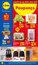 Folheto Lidl semana 40 Página 1: Fumadinho Fiambre Perna Extra Finíssimo €0,99, Esmara casaco de malha €9,99