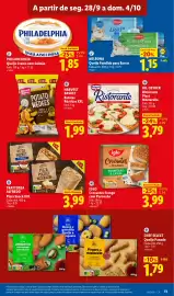 Folheto Lidl semana 40 Página 11: Trattoria Alfredo Pizza Snack XXL €3,99, Iglo crocantes frango com parmesão €3,99