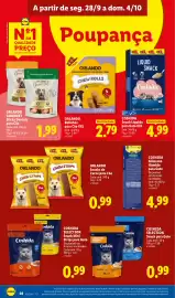 Folheto Lidl semana 40 Página 28: Orlando snacks de carne para cão €0,99, Coshida Selection Snack para Gato €0,99
