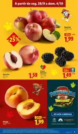 Folheto Lidl semana 40 Página 3: Pêssego €1,99, Nectarina €1,59