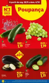 Folheto Lidl semana 40 Página 4: Beringela €1,59, Pepino Nacional €1,35