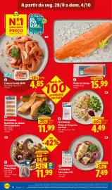 Folheto Lidl semana 40 Página 8: Ocean Sea Lula Limpa XXL €7,49, Pescanova filetes de pangasius sem pele €4,49