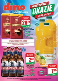 Dino gazetka Strona 1: Piwo Harnaś €2,45, Sok pomarańczowy Wosana €7,95