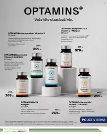 Benu leták Strana 10: Optamins lipozomální vitamin c + acerola €399,00, Optamins Ashwagandha + Vitaminy B €359,00