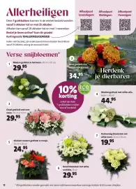 Intratuin folder Pagina 12: Rond bloemstuk met witte orchidee €29,95, Modern grafstuk met witte calla €44,95